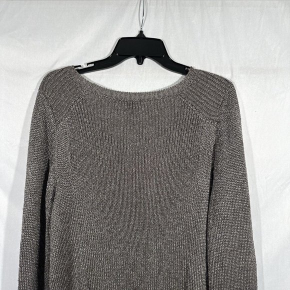 NWT $308 Eileen Fisher [ 2X‎ ] Metallic Ballet Neck Melange Sweater in Grey - Picture 7 of 10